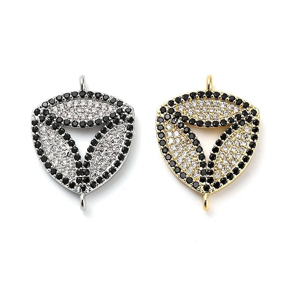 Подвески-соединители из латуни с микропаве из прозрачного и черного кубического циркония, стойки покрытие, долговечный, без свинца и без кадмия