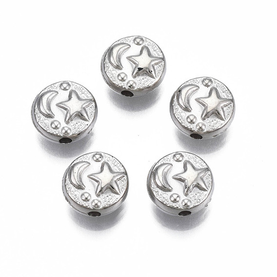 CCB Plastic Beads, for DIY Jewelry Making, Flat Round with Star & Moon