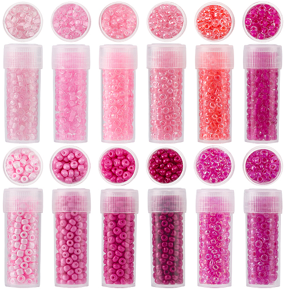 120G 12 Colors Glass Seed Beads, Mixed Styles, Round Hole, Round