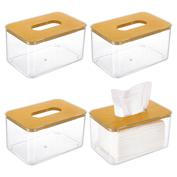 4Pcs Acrylic Tissue Boxes, Rectangle