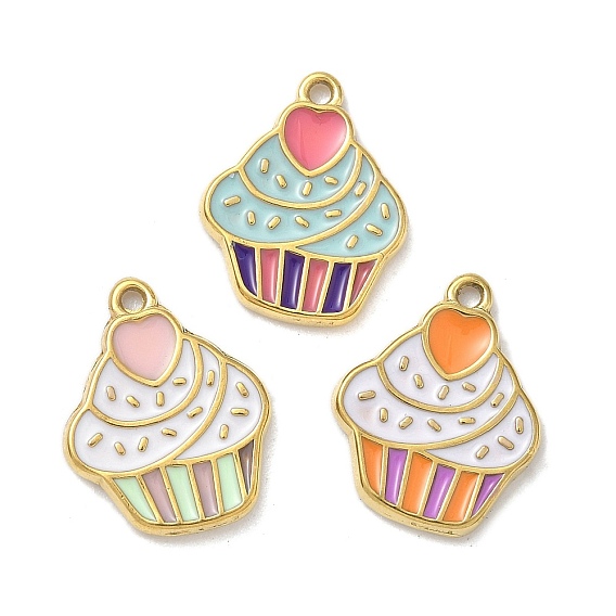 304 нержавеющей стальной эмали подвески, торт очарование, реальный 18 k позолоченный