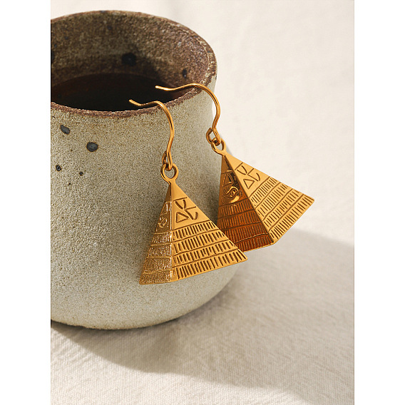 304 Stainless Steel Dangle Earrings for Women, Pyramid