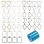 56Pcs 28 Styles Rack Plating Alloy Triangle Open Back Bezel Pendants, For DIY UV Resin, Epoxy Resin, Pressed Flower Jewelry, Nickel Free & Lead Free, with 1 Roll Seamless Paper Tape