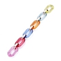 Handmade Transparent Acrylic Cable Chains, with CCB Plastic Linking Rings, Flat Oval, Rose Gold