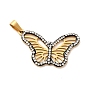 Ion Plating(IP) 304 Stainless Steel Rhinestone Pendants, Hollow Butterfly Charms