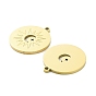 Ion Plating(IP) 316L Surgical Stainless Steel Pendants, Flat Round with Sun Charm