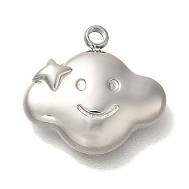 Anti-Tarnish 304 Stainless Steel Charms, Cloud with Star Charm