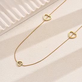 Длинные ожерелья из нержавеющей стали в форме сердца для женщин