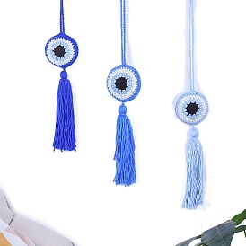 Evil Eye Cotton Braided Pendant Decorations, for Home Wall Hanging, Car Hanging Decorations