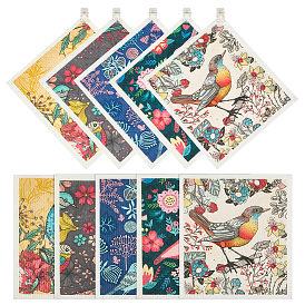 10Pcs 5 Styles Wood Pulp Cotton Cleaning Cloth, Rectangle Dishcloth, with 5Pcs Plastic Hangers Clips