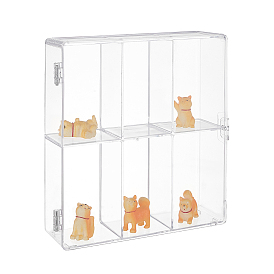 2-Tier 6 Grids Transparent Plastic Action Figures Display cases, Dustproof Model Rack for Minifigures Toys, Rectangle