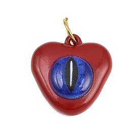 304 нержавеющей стальной эмали подвески, сердце с оберегами от сглаза, золотые, с целью перехода в кольце