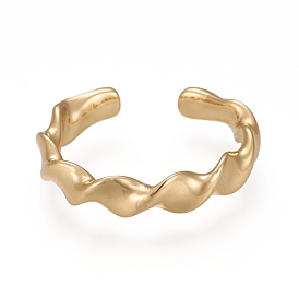 Brass Cuff Rings, Open Rings, Long-Lasting Plated, Twist