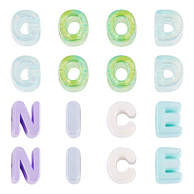 100шт 2 стили УФ-покрытие радужные переливающиеся акриловые бусины, случайные смешанные буквы