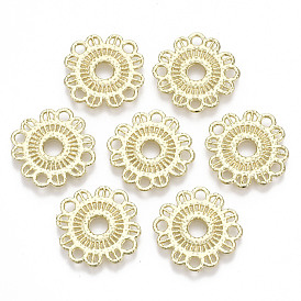 Rack Plating Alloy Filigree Joiners Links, Cadmium Free & Lead Free, Flower