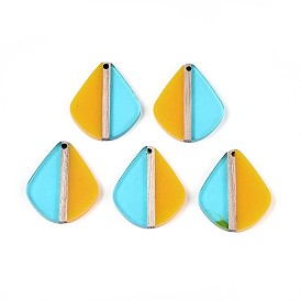 Подвески из прозрачной смолы и дерева, слеза, два тона