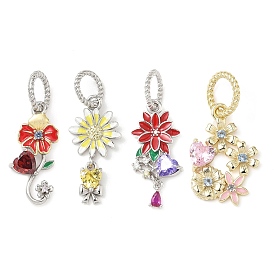 925 стерлинговое серебро, паве из кубических цирконий с эмалевыми подвесками, 