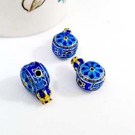 Cloisonné gold-plated ancient burnt blue lotus face palindromic edge three-way diy braided rope bracelet necklace accessories