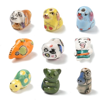 Handmade Porcelain Beads, Animal Theme, Hand Painted, Famille Rose Porcelain