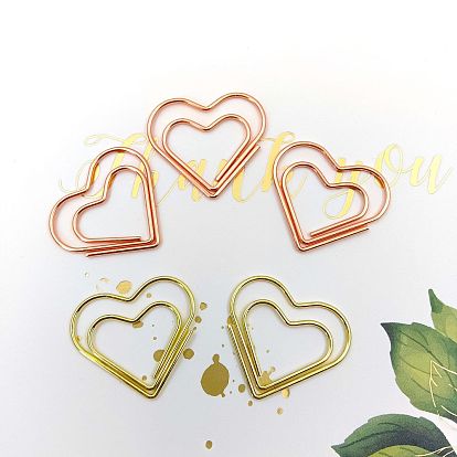 Brass Paper Clips, Heart Spiral Wire Paperclips