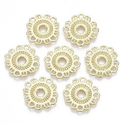 Rack Plating Alloy Filigree Joiners Links, Cadmium Free & Lead Free, Flower