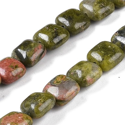 Natural Unakite Beads Strands, Square