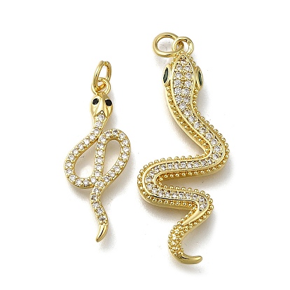 Латунные микропаве прозрачные подвески с фианитом, змея, долговечный, стойки покрытие, без свинца и без кадмия, с целью перехода в кольце