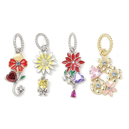 925 стерлинговое серебро, паве из кубических цирконий с эмалевыми подвесками, 