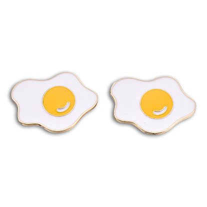 Fried Eggs Shape Enamel Pin, Light Gold Plated Alloy Imitation Food Badge for Backpack Clothes, Nickel Free & Lead Free