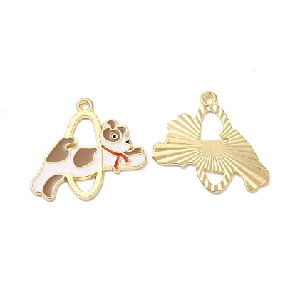 Alloy Enamel Pendants, Golden, Dog Charm