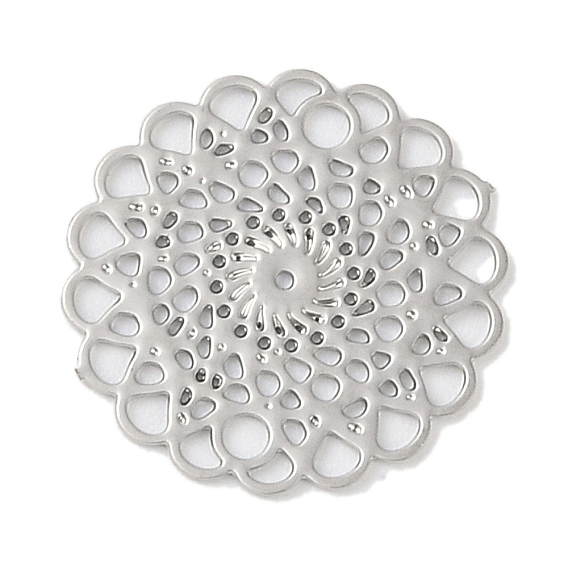 Подвески из латуни, долговечный, без кадмия, без никеля и без свинца, гравированные металлические украшения, плоский круглый с полым цветком