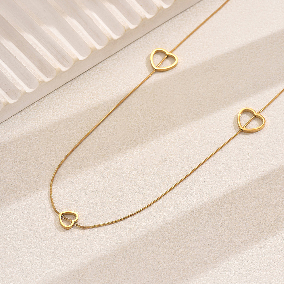 Длинные ожерелья из нержавеющей стали в форме сердца для женщин