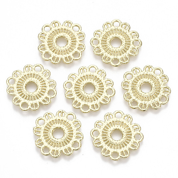 Rack Plating Alloy Filigree Joiners Links, Cadmium Free & Lead Free, Flower