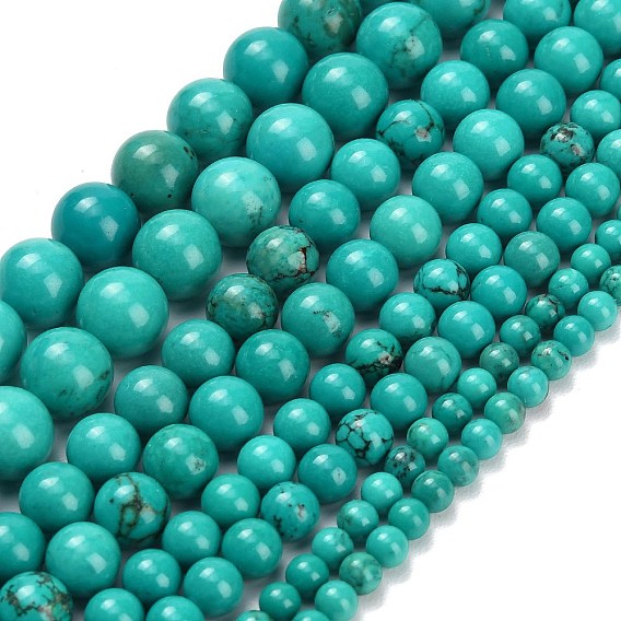 Природные Говлит бисер нитей, окрашенная и подогревом, круглые, сгладить