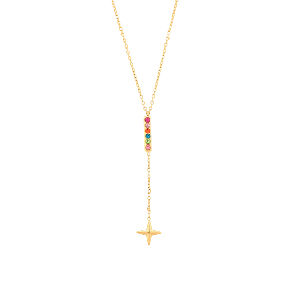 304 acero inoxidable micro pavimenta collares cúbicos de circonia cúbica, collares de cadenas de cable para mujer, estrella, revestimiento de iones (ip), larga duración plateado, real 18 k chapado en oro