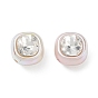 Baking Painted Acrylic & Rhinestone Beads, Square, Faceted