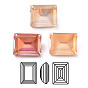 Electroplate K9 Glass Rhinestone Cabochons, Point Back & Back Plated, Faceted, Rectangle