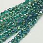 Galvanisieren Glasperlen, ab Farbe plattiert, facettiert, Flachrund, 6x4 mm, Bohrung: 1 mm