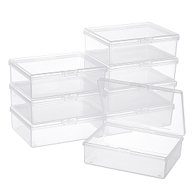 15Pcs Transparent Plastic Bead Containers, with Hinged Lids, Rectangle