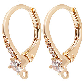 10шт. латунная фурнитура для сережек с кубическим цирконием, с горизонтальными петлями, без никеля 