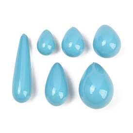 Гальванические непрозрачные стеклянные бусины, имитация бирюзовый, слеза