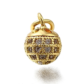 Латунные микропаве прозрачные кубические циркониевые подвески, круглые подвески, долговечный, стойки покрытие, без свинца и без кадмия, с целью перехода в кольце