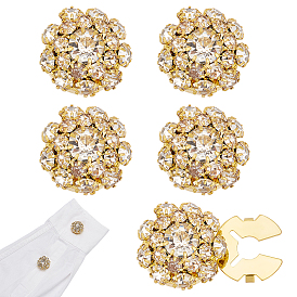 6шт. запонки из сплава со стразами, застежка-кнопка, цветок