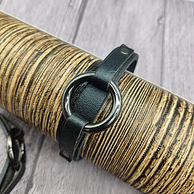Vintage Circle Leather Bracelet for Men - Minimalist Rock Style Wristband