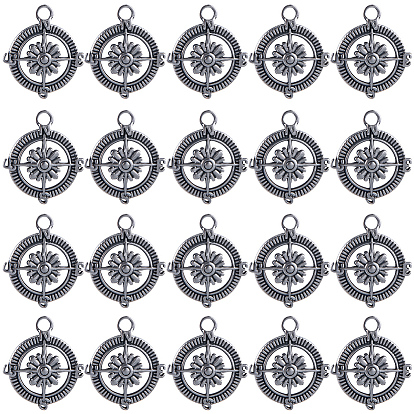 20 шт. 304 подвески из нержавеющей стали, плоские круглые с компасом