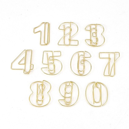 Number 0~9 Shape Iron Paperclips, Cute Paper Clips, Funny Bookmark Marking Clips