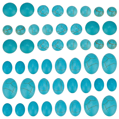 200шт 8 стили синтетическая бирюза кабошоны, окрашенные, овальные и круглые плоские