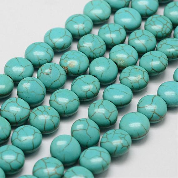 Synthetic Howlite Bead Strands, Dyed, Flat Round