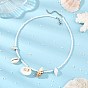 Summer Beach Natural Mixed Stone Pendant Glass Seed Beaded Necklaces for Women, Platinum & Stainless Steel Color