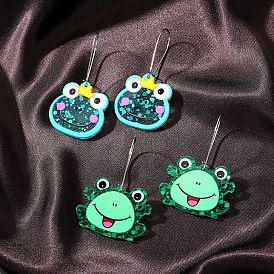 Cute Cartoon Frog Acrylic Earrings Resin DIY Animal Ear Jewelry